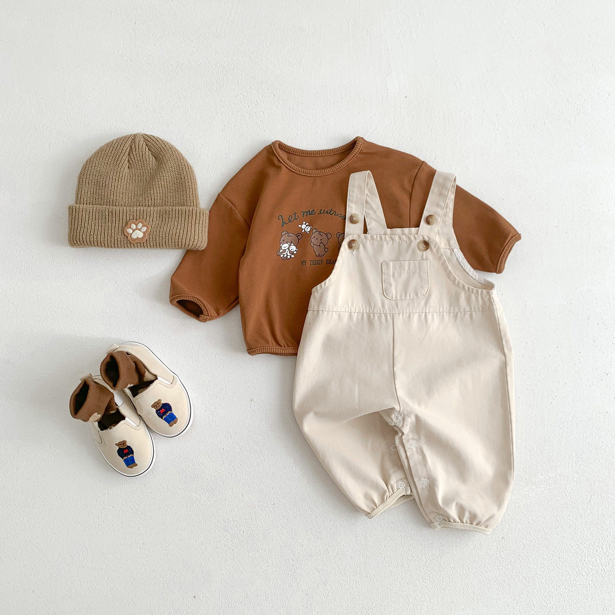 Wholesale Open-end Shoulder Straps with Adjustable Cotton Baby Pants